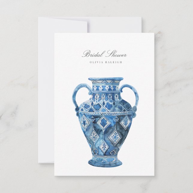 Mediterranean watercolor Bridal Shower Invitation  (Front)