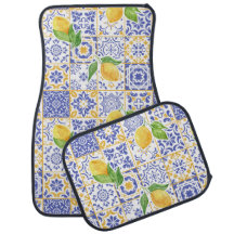 Mediterranean Watercolor Tile Lemon Pattern