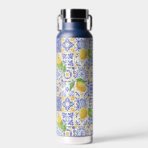 Mediterranean Watercolor Tile Lemon Pattern