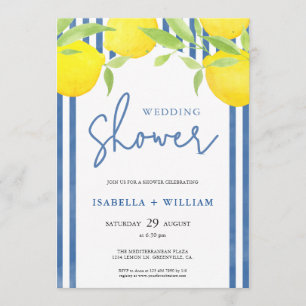 Mediterranean Watercolor Wedding Shower Invitation
