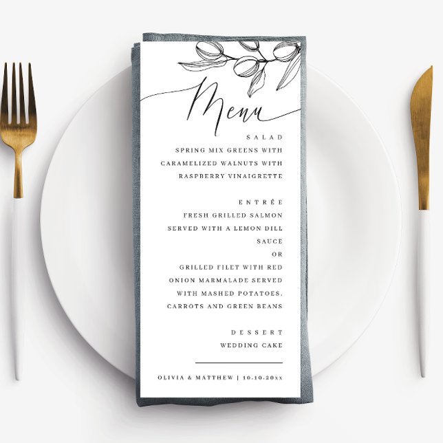 Mediterranean Wedding | Elegant Minimalist Olive Menu (Creator Uploaded)
