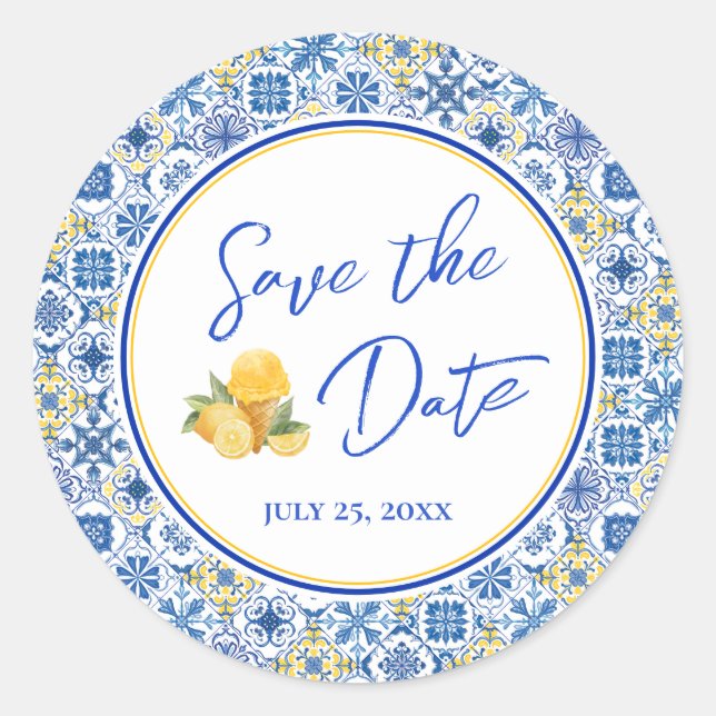 Mediterranean Wedding Save The Date Envelope Seal (Front)