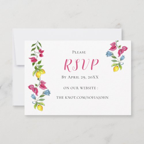 Mediterranean wedding website RSVP Card