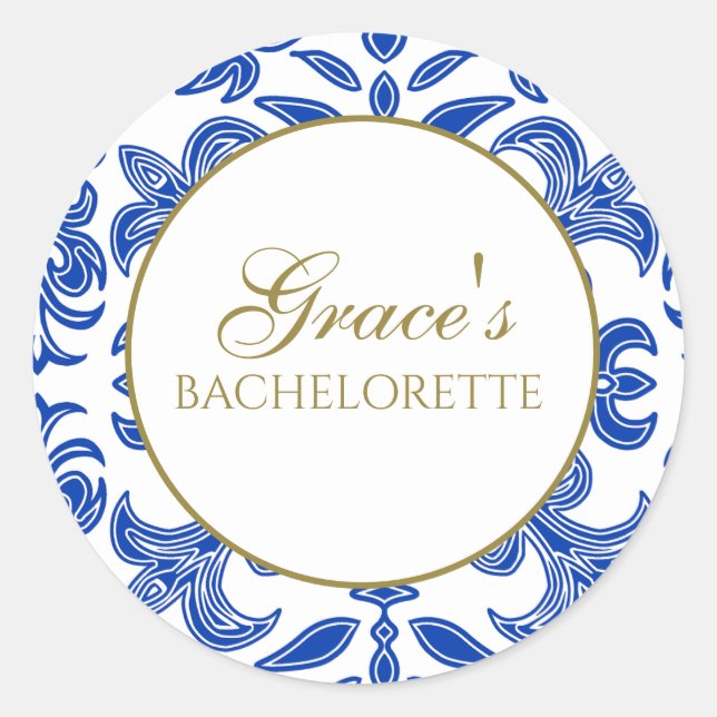 Mediterranean White and Blue Bachelorette Sticker (Front)