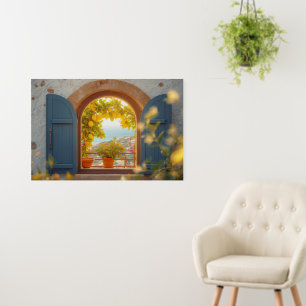 Mediterranean window view and Lemon Balcony  Foam Board