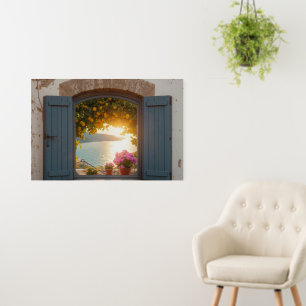 Mediterranean window view and Lemon Balcony  Foam Board