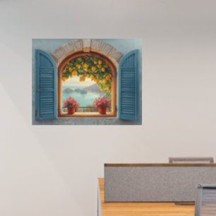 Mediterranean window view and Lemon Balcony Wall Decal