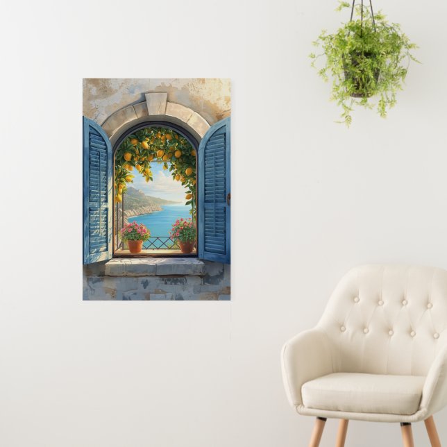 Mediterranean window view frame Coast Lemon Balcon Foam Board (In Situ (Wall))