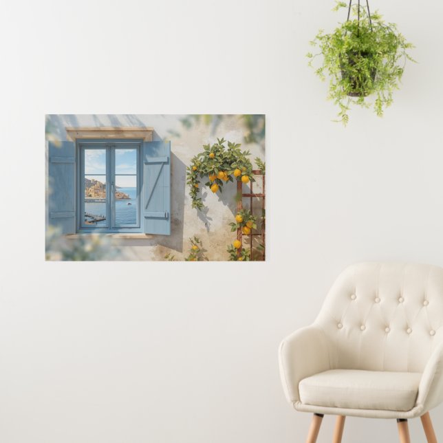 Mediterranean window view frame Coast Lemon Balcon Foam Board (In Situ (Wall))
