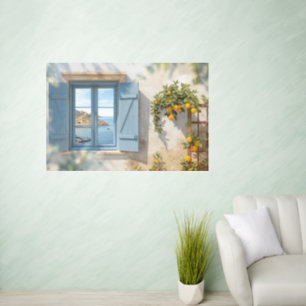 Mediterranean window view frame Coast Lemon Balcon Wall Decal