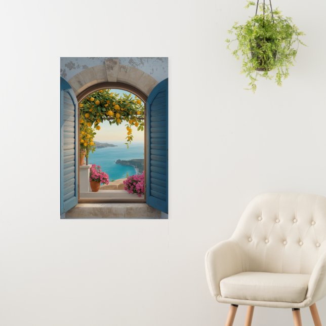 Mediterranean window view frame - coastal lemon foam board (In Situ (Wall))