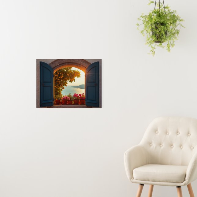 Mediterranean window view frame  Coastal lemon tre Foam Board (In Situ (Wall))