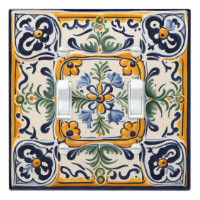 Mediterranean Yellow & Blue Flower Folk Art Floral