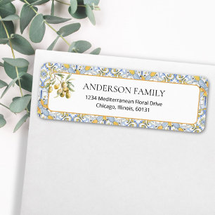 Mediterranean Yellow Blue Tile Return Address Label