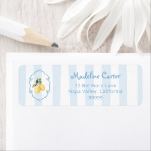 Mediterranean Yellow Lemon Blue Bows Address Label