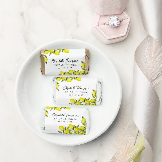 Mediterranean Yellow Lemon Bridal shower Hershey's Miniatures (Wedding)