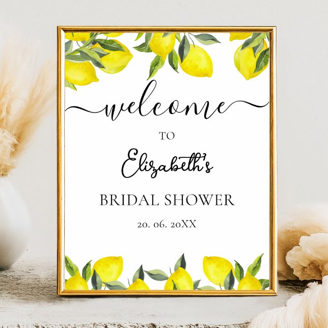 Mediterranean Yellow Lemon Bridal shower Poster (Creator Uploaded)