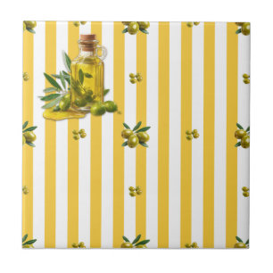 Mediterranean Yellow Stripe Seamless Olive Oil Ceramic Tile