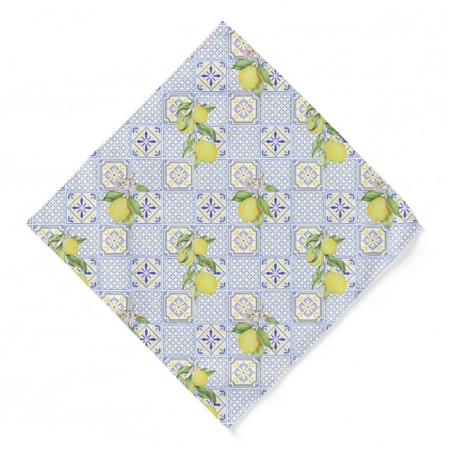 Mediterrenean Citrus Lemon pattern Bandana (Front)