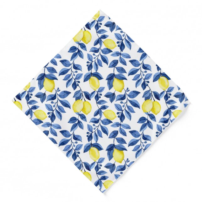 Mediterrenean Citrus Lemon pattern Bandana (Front)