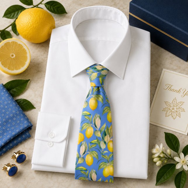 Mediterrenean Citrus Lemon pattern Neck Tie (Creator Uploaded)