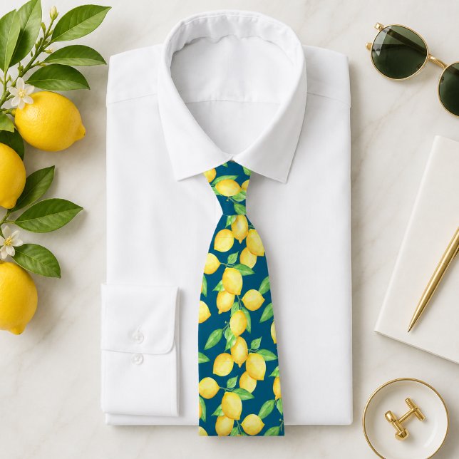 Mediterrenean Citrus Lemon pattern Neck Tie (Creator Uploaded)