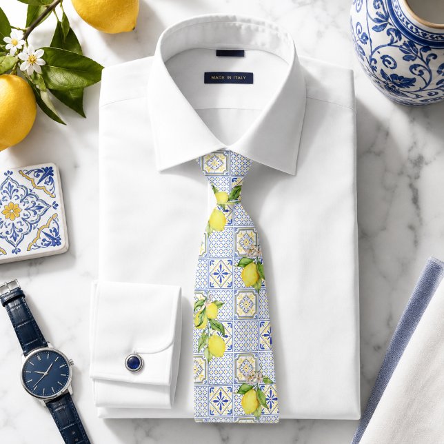Mediterrenean Citrus Lemon pattern Neck Tie (Creator Uploaded)