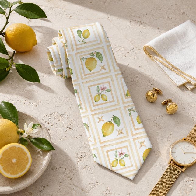 Mediterrenean Citrus Lemon pattern Neck Tie (Creator Uploaded)