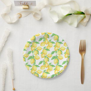 Mediterrenean Citrus Lemon pattern Paper Plates