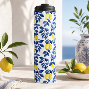 Mediterrenean Citrus Lemon pattern Thermal Tumbler