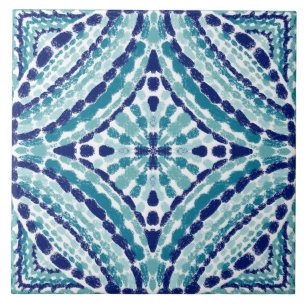 Meditteranean Blue Turquoise Mosaics Hand Painted Ceramic Tile