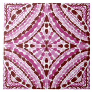 Meditteranean Pink Mosaics Hand Painted Ceramic Tile