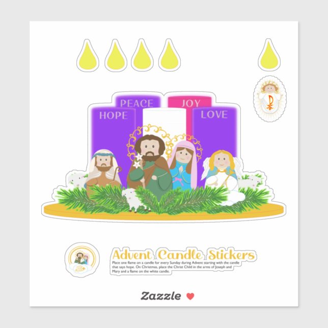 Medium Advent Candle Stickers (Sheet)