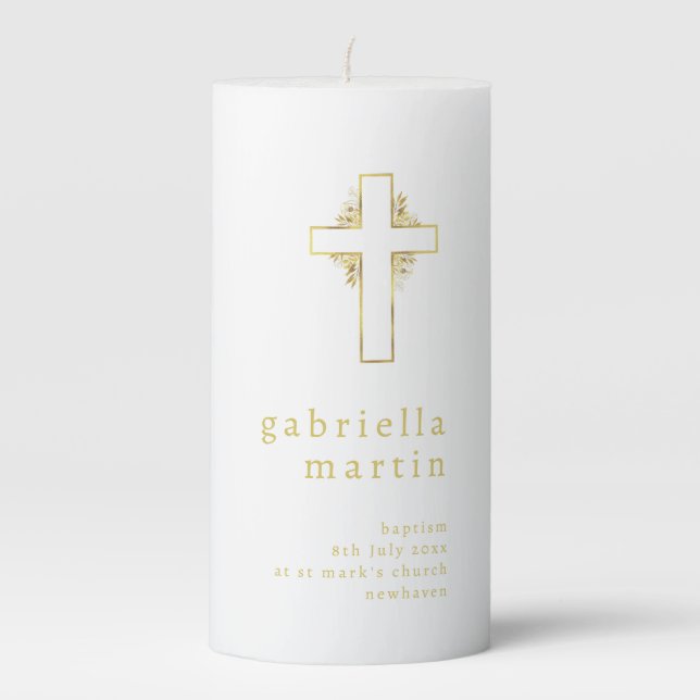 Medium Baptism Candle with cross (Front)
