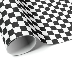 Medium Black and White Checks Wrapping Paper