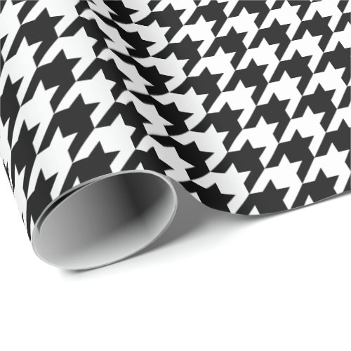 Medium Black and White Houndstooth Wrapping Paper