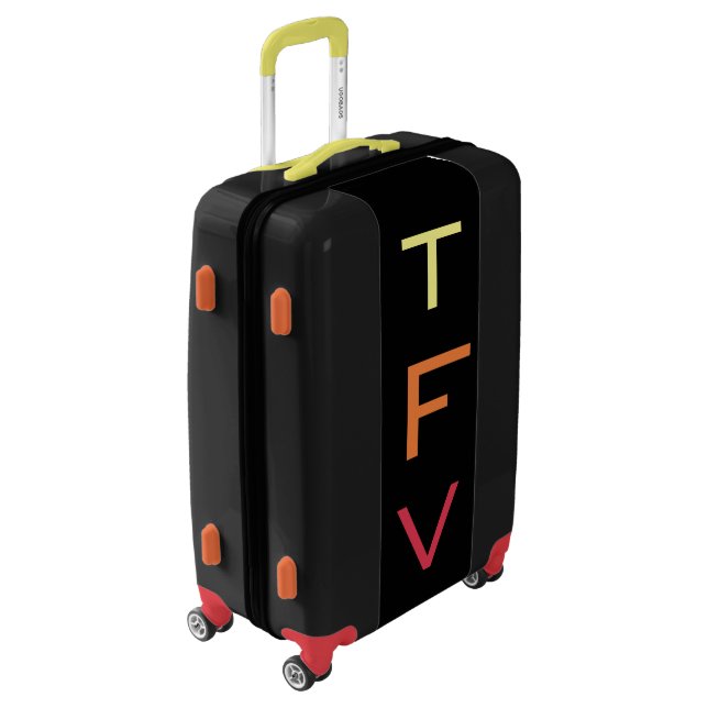 MEDIUM Black+Yellow+Orange+Red Monogrammed Luggage (Rotated Left)