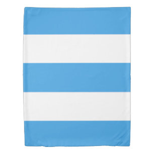 Medium Blue and White Broad Stripe Duvet Cover