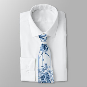 Medium Blue and White Coquette  Neck Tie