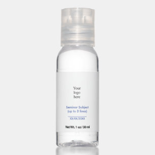 Medium Blue and White In-Person Seminar Logo Hand Sanitizer