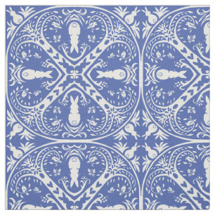 Medium Blue Bunny Rabbit Medallion Pattern Cute Fabric