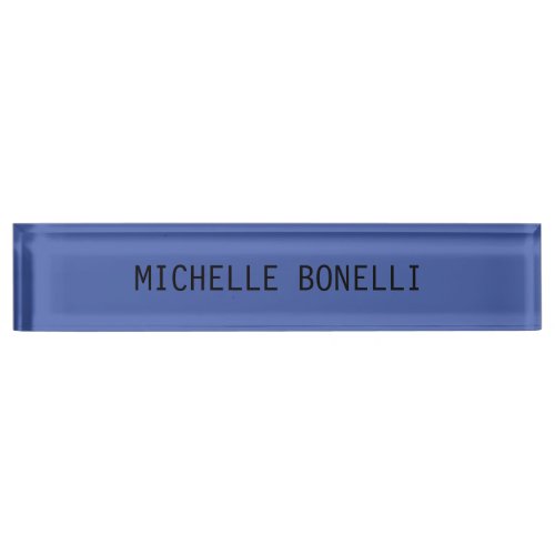 Medium Blue Color Minimalist Plain Legible Modern Desk Name Plate