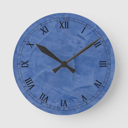 Medium Blue Faux Finish Roman Numerals Round Clock