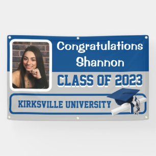 Medium Blue & Gray Vinyl Graduation Banner