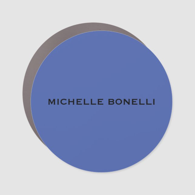 Medium Blue Minimalist Plain Legible Modern Car Magnet (Front)
