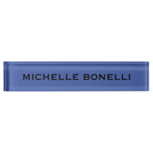 Medium Blue Minimalist Plain Legible Modern Desk Name Plate