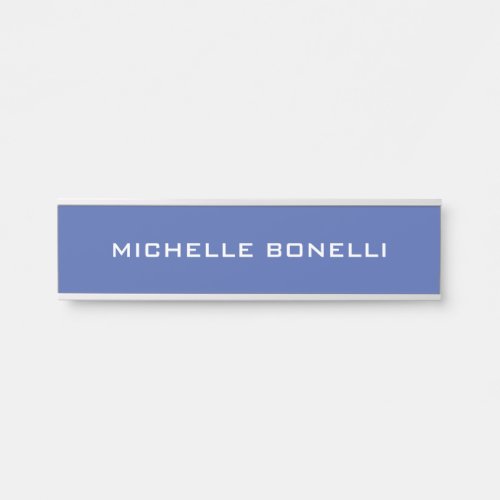 Medium Blue Minimalist Plain Legible Modern Door Sign