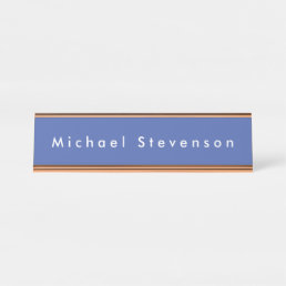 Medium Blue Trendy Modern Professional Desk Name Plate