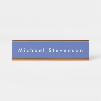 Medium Blue Trendy Modern Professional Desk Name Plate by made_in_atlantis at Zazzle