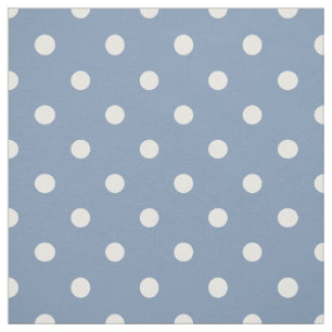 Medium Blue White Polka Dots Fabric